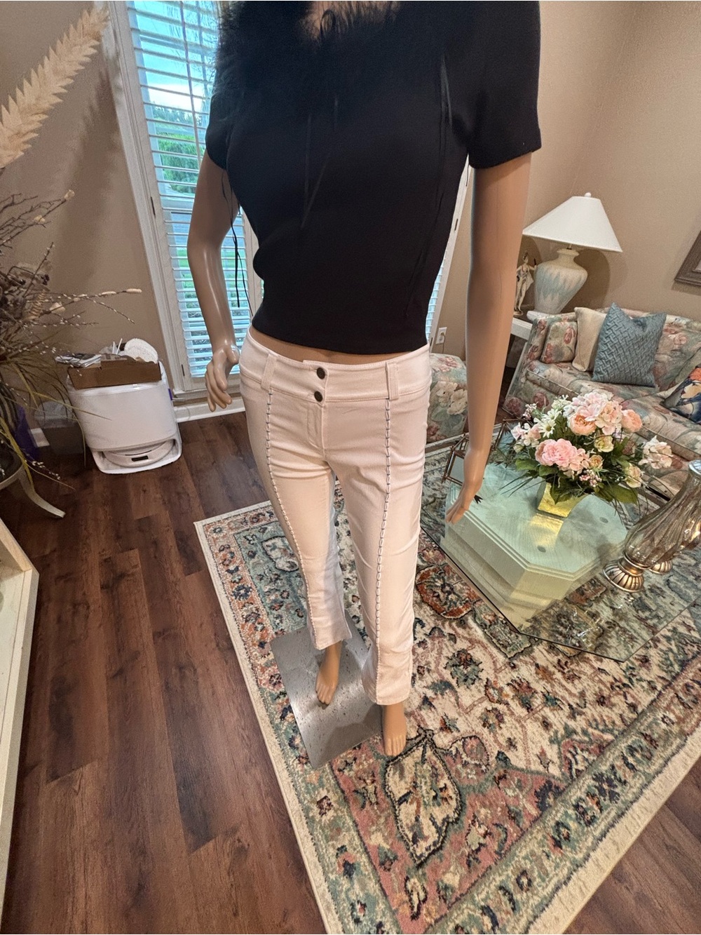 Betsey Johnson Black Feather-Trimmed Cropped Top - Picture 5 of 10